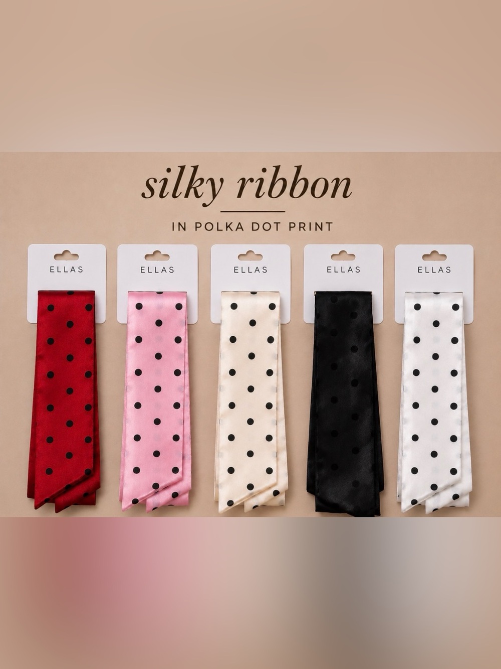 Silky Ribbon - Pink, Cream, Black, Red, or White - Choose One